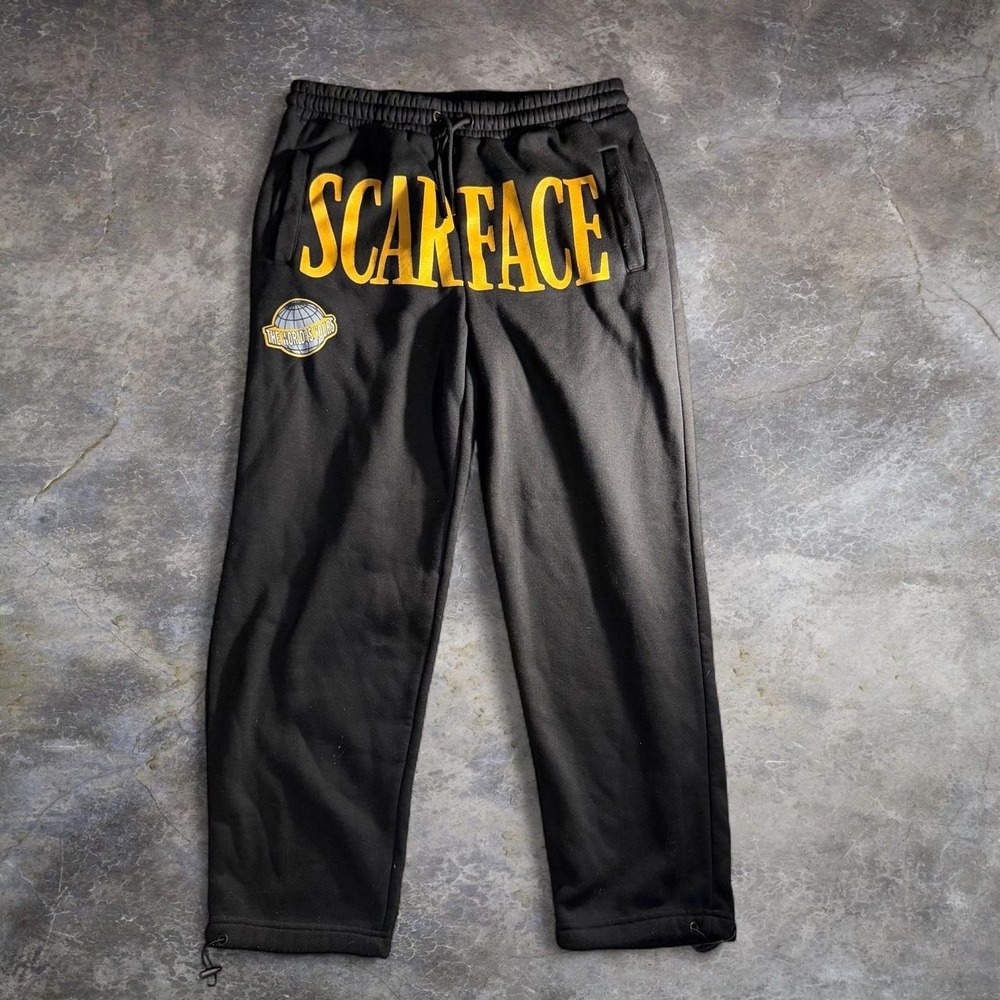 Scarface Reason Black Embroidered Graphic Sweatpants Joggers Size M Streetwear
